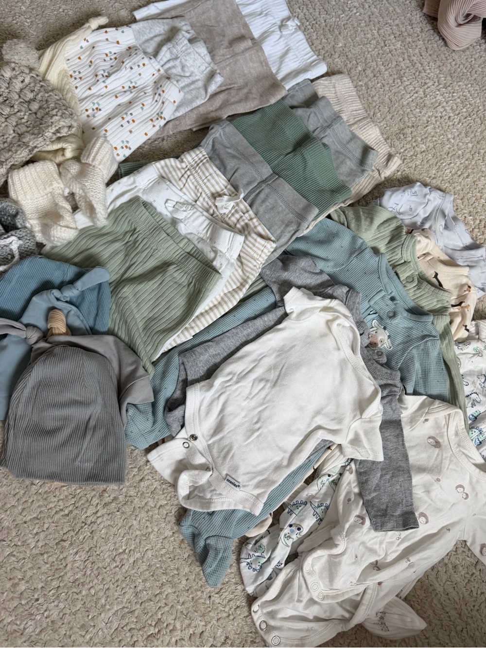 Neutral & Sage Baby Boy Clothing Bundle -Newborm
